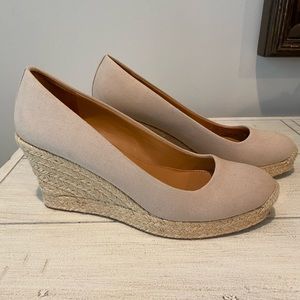 J. Crew Nude Seville Espadrille Wedges in Canvas